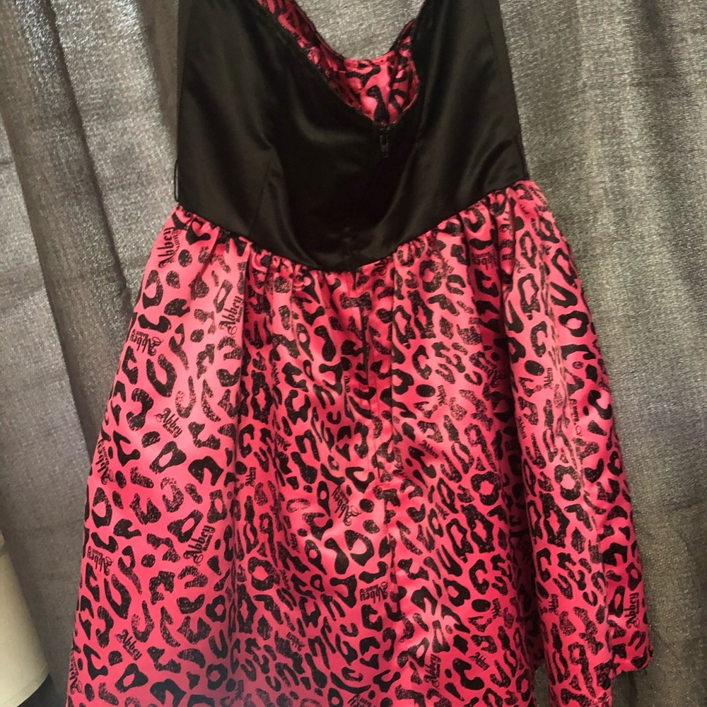 Abby dawn black and pink leopard halter dress